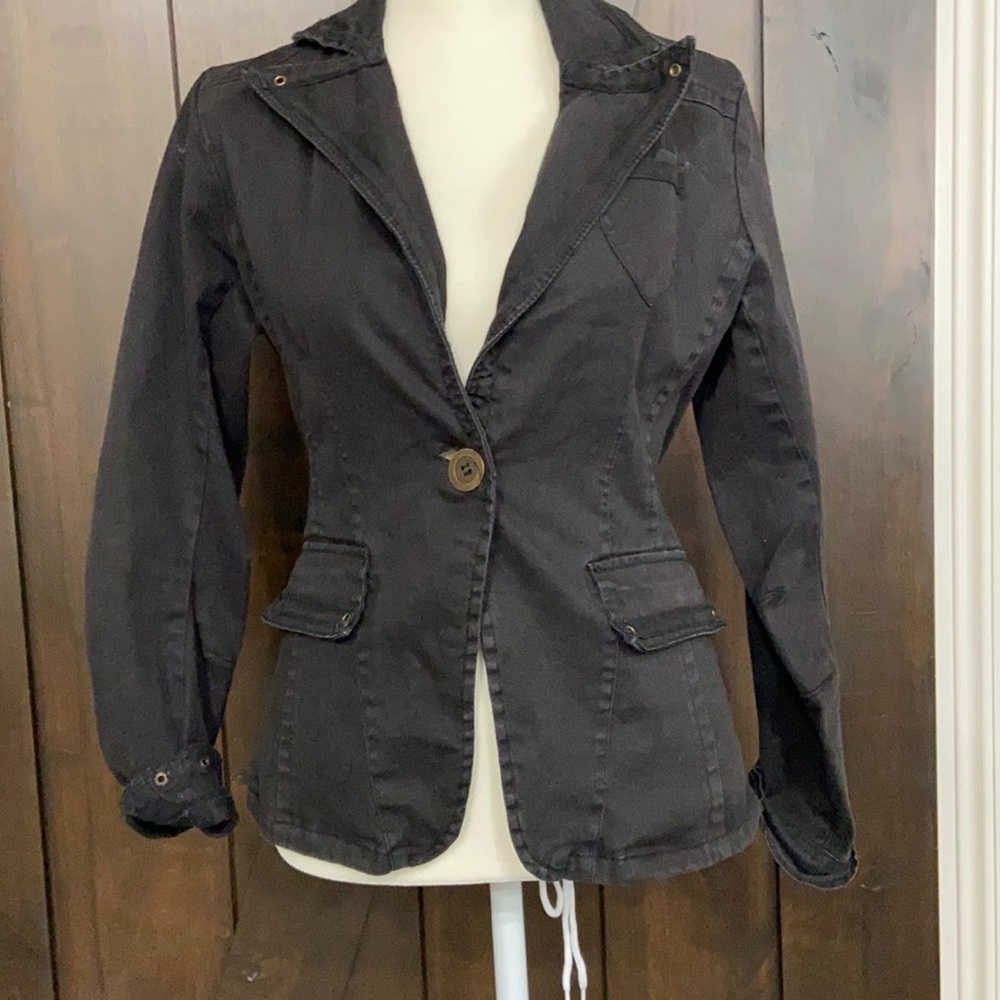 Riley Womens Black Jean Blazer sz XS